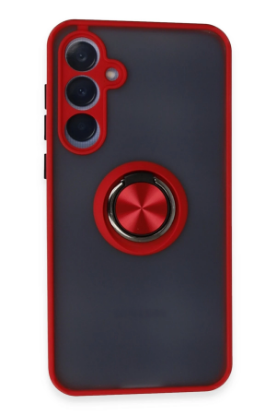 Newface Samsung Galaxy A35 5G Kılıf Montreal Yüzüklü Silikon Kapak - Kırmızı resmi