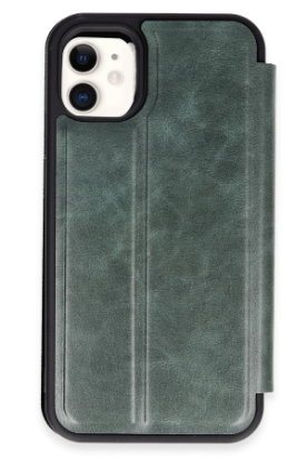 Newface iPhone 11 Kılıf Flip Cover - Koyu Yeşil resmi