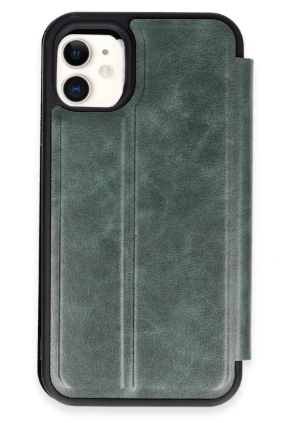 Newface iPhone 11 Kılıf Flip Cover - Koyu Yeşil resmi