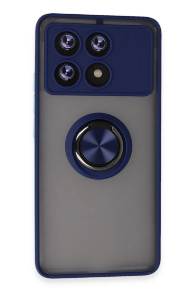 Newface Xiaomi Poco X6 Pro Kılıf Montreal Yüzüklü Silikon Kapak - Lacivert resmi