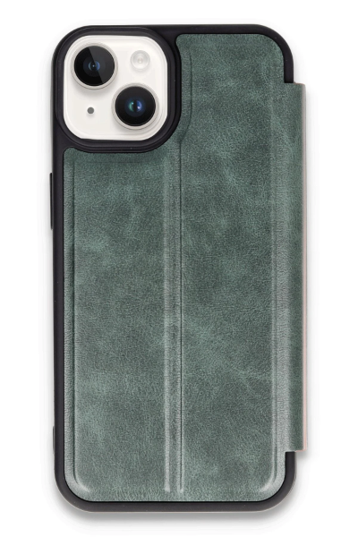 Newface iPhone 14 Kılıf Flip Cover - Koyu Yeşil resmi
