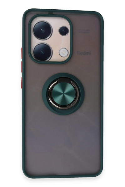 Newface Xiaomi Redmi Note 13 4G Kılıf Montreal Yüzüklü Silikon Kapak - Yeşil resmi
