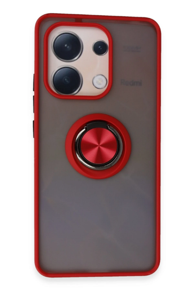Newface Xiaomi Redmi Note 13 4G Kılıf Montreal Yüzüklü Silikon Kapak - Kırmızı resmi