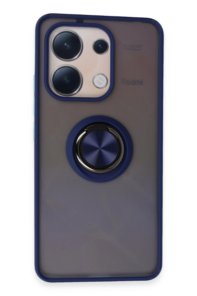 Newface Xiaomi Redmi Note 13 4G Kılıf Montreal Yüzüklü Silikon Kapak - Lacivert resmi