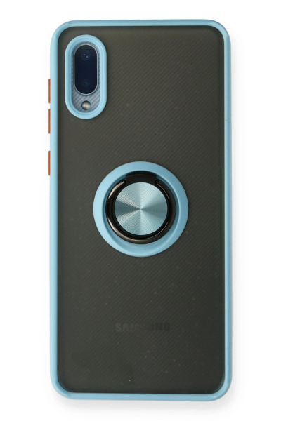 Newface Samsung Galaxy A02 Kılıf Montreal Yüzüklü Silikon Kapak - Buz Mavi resmi