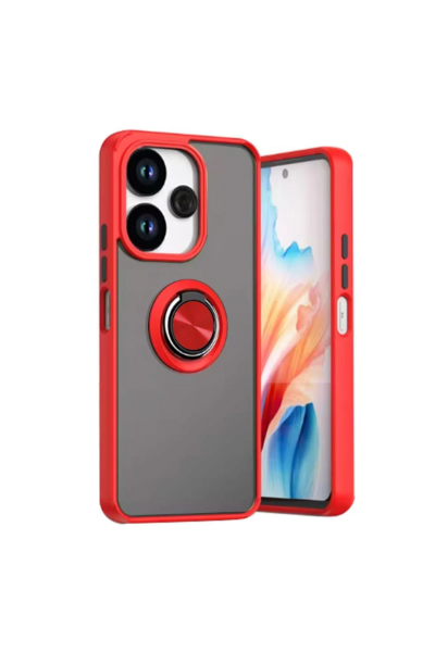 Newface Xiaomi Redmi 13 4G Kılıf Montreal Yüzüklü Silikon Kapak - Kırmızı resmi