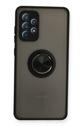 Newface Samsung Galaxy A72 Kılıf Montreal Yüzüklü Silikon Kapak - Siyah resmi