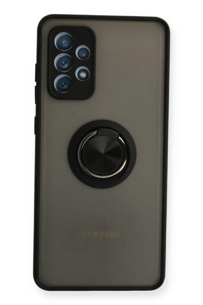 Newface Samsung Galaxy A72 Kılıf Montreal Yüzüklü Silikon Kapak - Siyah resmi
