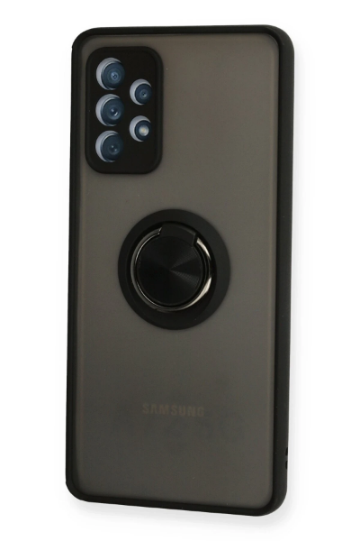 Newface Samsung Galaxy A72 Kılıf Montreal Yüzüklü Silikon Kapak - Siyah resmi