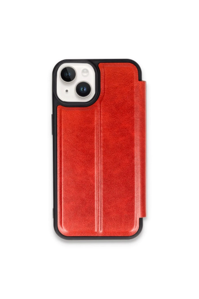 Newface iPhone 15 Kılıf Flip Cover - Kırmızı resmi
