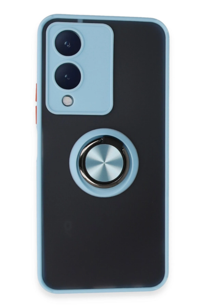 Newface Vivo Y17S Kılıf Montreal Yüzüklü Silikon Kapak - Buz Mavi resmi