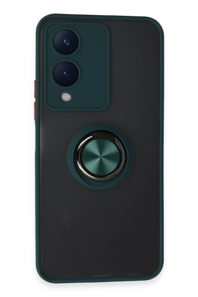 Newface Vivo Y17S Kılıf Montreal Yüzüklü Silikon Kapak - Yeşil resmi