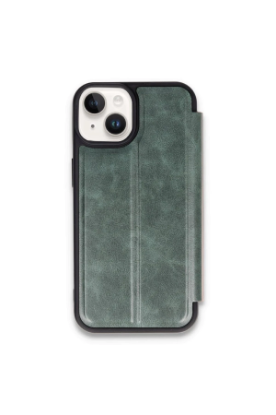 Newface iPhone 15 Kılıf Flip Cover - Koyu Yeşil resmi