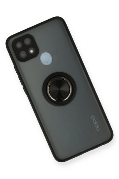 Newface Oppo A15 Kılıf Montreal Yüzüklü Silikon Kapak - Siyah resmi