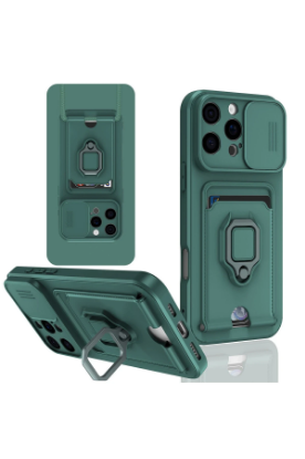 Newface iPhone 16 Pro Kılıf Zuma Kartvizitli Yüzüklü Silikon - Yeşil resmi