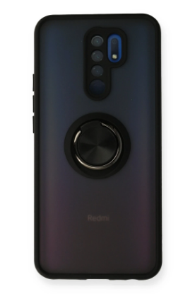 Newface Xiaomi Redmi 9 Kılıf Montreal Yüzüklü Silikon Kapak - Siyah resmi