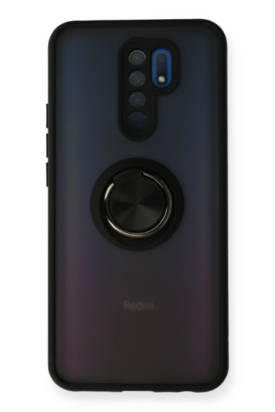 Newface Xiaomi Redmi 9 Kılıf Montreal Yüzüklü Silikon Kapak - Siyah resmi