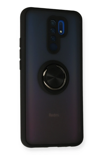 Newface Xiaomi Redmi 9 Kılıf Montreal Yüzüklü Silikon Kapak - Siyah resmi