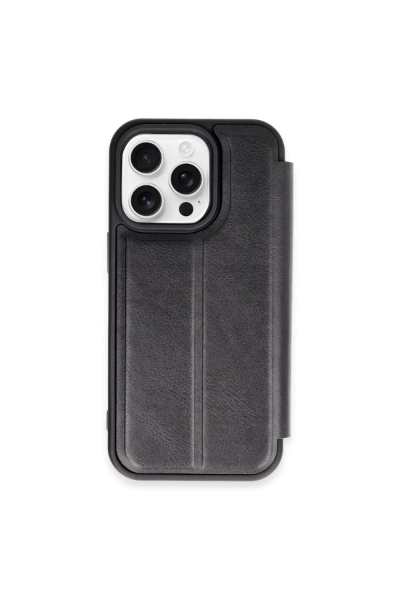Newface iPhone 15 Pro Max Kılıf Flip Cover - Siyah resmi