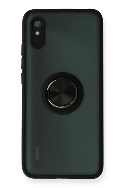 Newface Xiaomi Redmi 9A Kılıf Montreal Yüzüklü Silikon Kapak - Siyah resmi