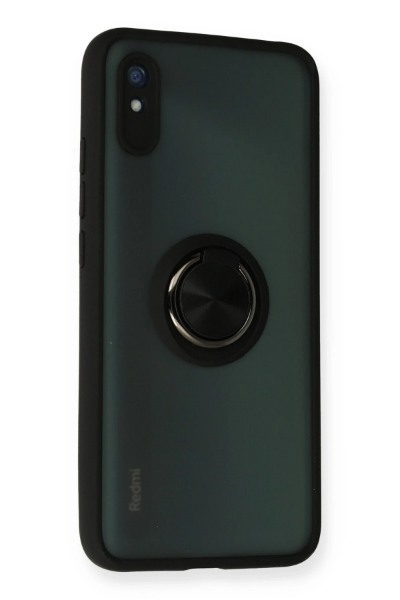 Newface Xiaomi Redmi 9A Kılıf Montreal Yüzüklü Silikon Kapak - Siyah resmi