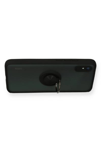 Newface Xiaomi Redmi 9A Kılıf Montreal Yüzüklü Silikon Kapak - Siyah resmi