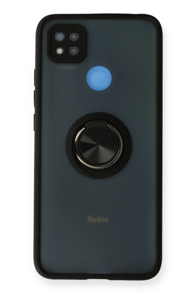 Newface Xiaomi Redmi 9C Kılıf Montreal Yüzüklü Silikon Kapak - Siyah resmi