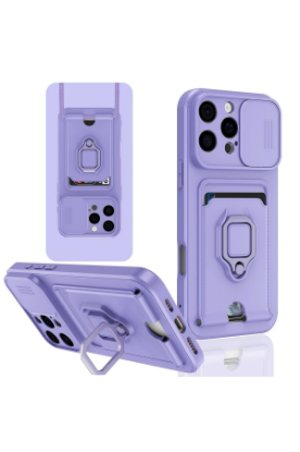 Newface iPhone 16 Pro Kılıf Zuma Kartvizitli Yüzüklü Silikon - Lila resmi
