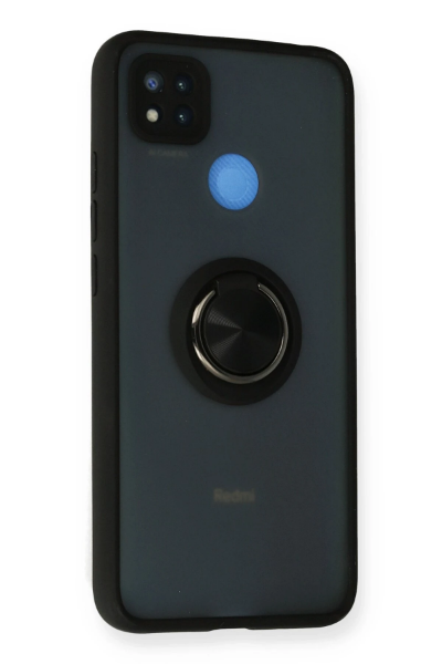 Newface Xiaomi Redmi 9C Kılıf Montreal Yüzüklü Silikon Kapak - Siyah resmi