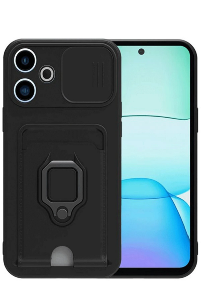 Newface Xiaomi Redmi 13 4G Kılıf Zuma Kartvizitli Yüzüklü Silikon - Siyah resmi