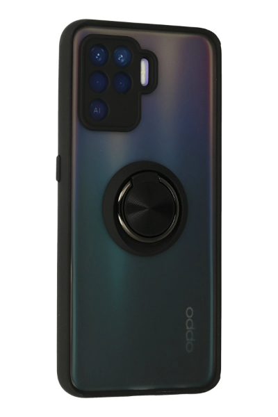 Newface Oppo Reno 5 Lite Kılıf Montreal Yüzüklü Silikon Kapak - Siyah resmi