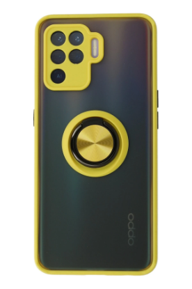 Newface Oppo Reno 5 Lite Kılıf Montreal Yüzüklü Silikon Kapak - Sarı resmi