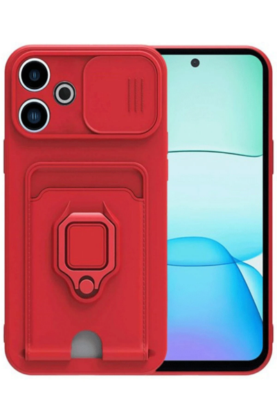 Newface Xiaomi Redmi 13 4G Kılıf Zuma Kartvizitli Yüzüklü Silikon - Kırmızı resmi