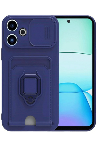 Newface Xiaomi Redmi 13 4G Kılıf Zuma Kartvizitli Yüzüklü Silikon - Lacivert resmi