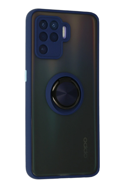 Newface Oppo Reno 5 Lite Kılıf Montreal Yüzüklü Silikon Kapak - Lacivert resmi