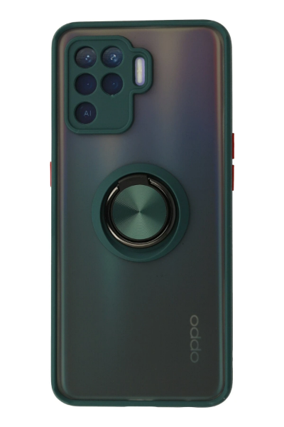 Newface Oppo Reno 5 Lite Kılıf Montreal Yüzüklü Silikon Kapak - Yeşil resmi