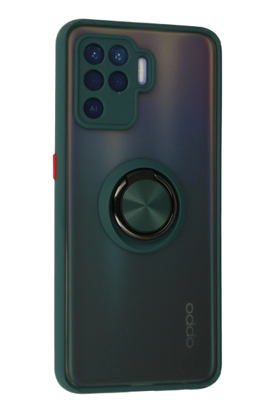 Newface Oppo Reno 5 Lite Kılıf Montreal Yüzüklü Silikon Kapak - Yeşil resmi