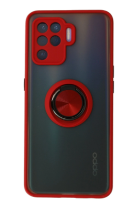 Newface Oppo Reno 5 Lite Kılıf Montreal Yüzüklü Silikon Kapak - Kırmızı resmi