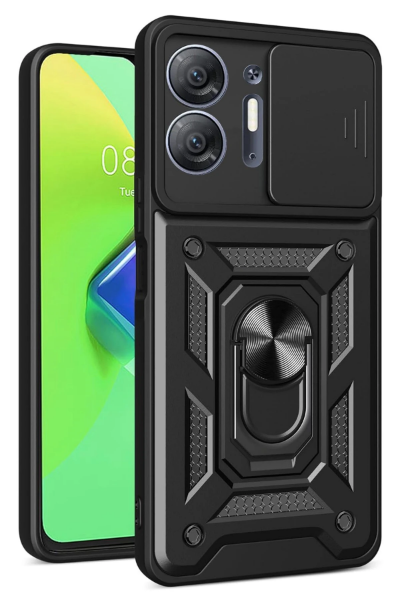Newface İnfinix Hot 30 5G Kılıf Pars Lens Yüzüklü Silikon - Siyah resmi