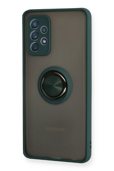 Newface Samsung Galaxy A32 Kılıf Montreal Yüzüklü Silikon Kapak - Yeşil resmi