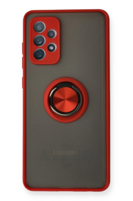 Newface Samsung Galaxy A32 Kılıf Montreal Yüzüklü Silikon Kapak - Kırmızı resmi