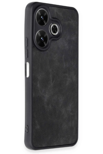 Newface Xiaomi Redmi 13 4G Kılıf Aras Deri Kapak - Siyah resmi