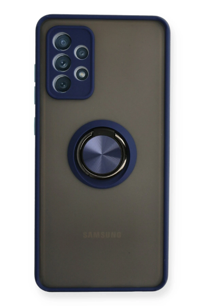 Newface Samsung Galaxy A52 Kılıf Montreal Yüzüklü Silikon Kapak - Lacivert resmi