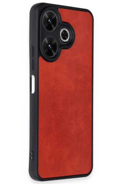 Newface Xiaomi Redmi 13 4G Kılıf Aras Deri Kapak - Kırmızı resmi