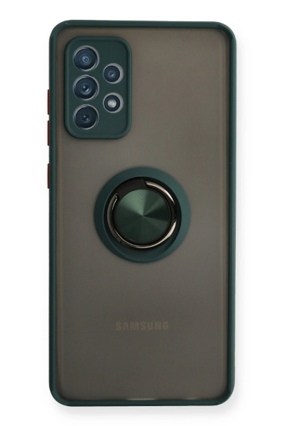 Newface Samsung Galaxy A52 Kılıf Montreal Yüzüklü Silikon Kapak - Yeşil resmi