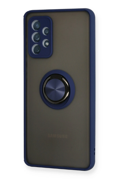 Newface Samsung Galaxy A72 Kılıf Montreal Yüzüklü Silikon Kapak - Lacivert resmi