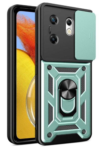 Newface İnfinix Zero 30 4G Kılıf Pars Lens Yüzüklü Silikon - Yeşil resmi