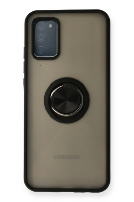 Newface Samsung Galaxy A02S Kılıf Montreal Yüzüklü Silikon Kapak - Siyah resmi