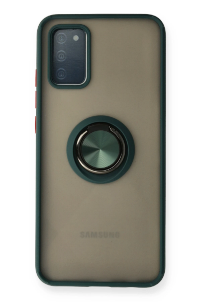 Newface Samsung Galaxy A02S Kılıf Montreal Yüzüklü Silikon Kapak - Yeşil resmi