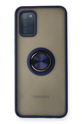 Newface Samsung Galaxy A02S Kılıf Montreal Yüzüklü Silikon Kapak - Lacivert resmi